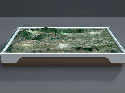 Commercial Terrain Model Display Equipment With Glass Top And Detailed Landscape Texture 3d model