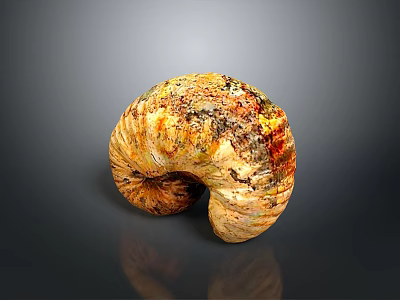 Decorative Ornament Set with Spiral Shape Textured Surface and Yellow Brown Orange Hues 3d model