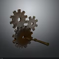 Hardware Tools Featuring Interlocking Copper Colored Gears And Metal Shaft Mechanism 3d model