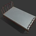 Classic Single Bed with Metal Frame and Ornate Railings Light Grid Mattress