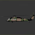 Camouflage Military Helicopter With Rotor Blades And Detailed Aerodynamic Design
