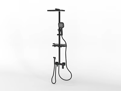 Modern Black Shower System With Overhead Shower Handheld Sprayer And Adjustable Bar 3d model