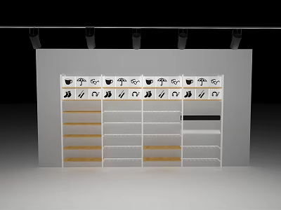 Modern Display Shelf Design With Multiple Storage Compartments And Wooden Shelves 3d model