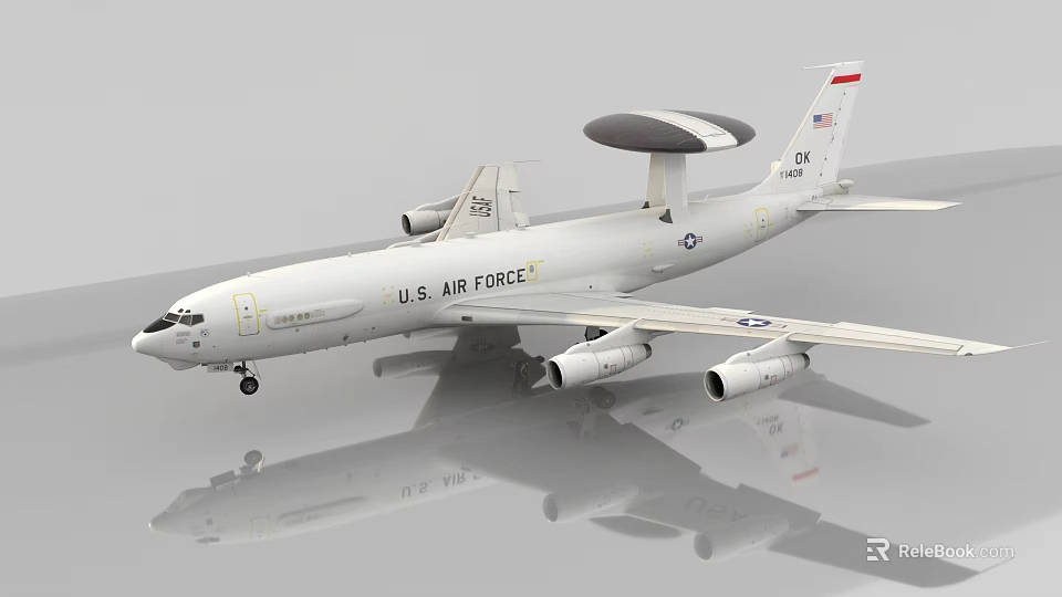 U S Air Force Fighter Jet Model With Disc Radar System White Body And Engines 3d model 