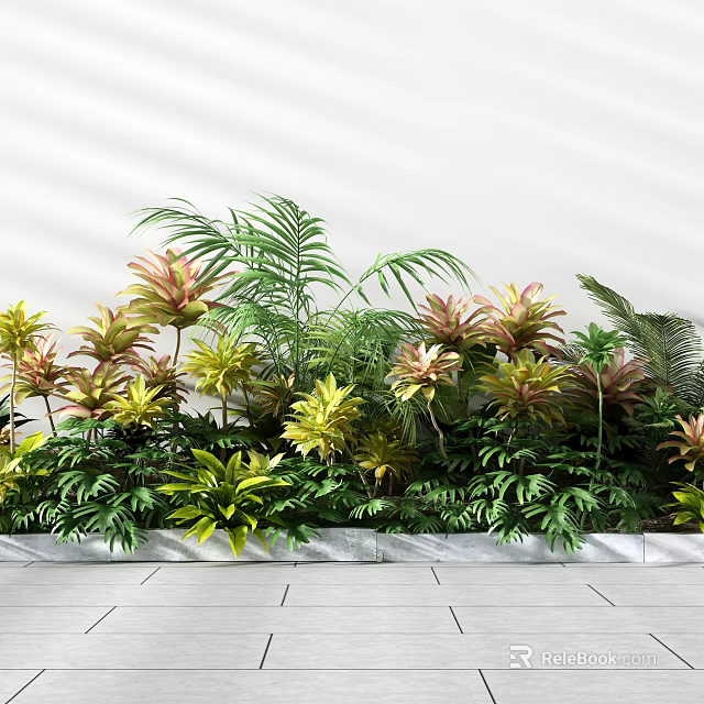Lush Indoor Plant Collection With Ferns Palm Leaves And Colorful Foliage Arrangement 3d model 