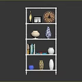 White Multi Tier Storage Shelf with Books Vases Frames Clock and Decorative Items