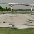 Outdoor Skate Park With Graffiti Bowl And Concrete Ramps For Fitness Activity