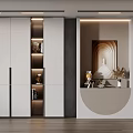 Modern Bookcase Interior Design With Built in Lighting Decorative Items And White Gray Finish