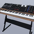 Electronic Musical Instruments Synthesizer Keyboard on Wooden Stand with Control Panel and Black Keys