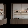 Sleek Modern Wine Cabinet Design With Open Glass Shelves And Wine Bottle Storage