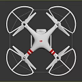 White Quadcopter Drone With Protective Propeller Guards And Red Accent Stripes 3d model