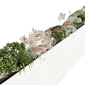 Beautiful Flowers And Plants In White Rectangular Planter With Green Foliage And Dried Grasses