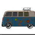 Six Blue Cartoon Van Dolls With Colorful Dots And Red Nose Design