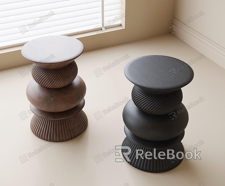 Modern Stool Solid Wooden Side Stool model