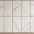 White Gray Vein Marble Feature Wall With Square Panels For Modern Interior Design 3d model