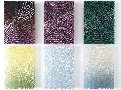 Colorful Spiral Texture Wall Decor With Gradient Hues And Multiple Panels 3d model