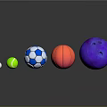 Various Colored Sports Balls Including Football Basketball And Hole Design On Grey Background With Reflections