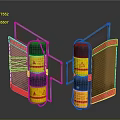 Two Aerospace Containers With Yellow Warning Labels And Red Edges For Space Missions