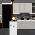 Elegant Modern Kitchen Interior Design With Marble Island Cabinets And Appliances
