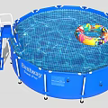 Bestway Steel Pro Blue Round Swimming Pool With Ladder And Inflatable Ring