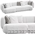 Cozy Light Colored Sectional Sofa With Multiple Pillows And Throw Blanket 3d model