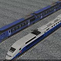 Two Modern High-Speed Trains With Distinct Color Front Designs On Rail Tracks With Gravel Bed