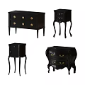 Elegant Black Entryway And Side Cabinets With Carved Details Curved Legs And Golden Hardware