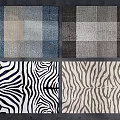 Square Rugs Featuring Plaid Zebra Pattern And Striped Designs For Home Spaces 3d model