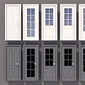 White and Gray Swing Doors With Glass Panel And Different Styles 3d model