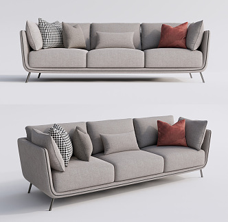 Modern three-person sofa double sand 3d model