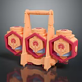 Modern Pastel Orange Pink Decorative Storage Organizer With Three Hexagonal Compartments