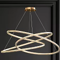 Modern Metallic Chandeliers With Circular Ring Design And Illuminated Hanging Structure 3d model