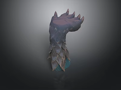 Mythical Creature Head Sculpture With Spiked Top And Scaled Texture 3d model