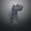 Mythical Creature Head Sculpture With Spiked Top And Scaled Texture