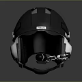 Black Safety Helmet With FINEJAB Label White Side Parts Chain Strap And Ear Pads