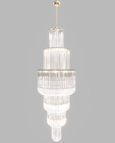 Elegant Multi tiered Crystal Chandelier With Transparent Prisms And Hanging Design 3d model