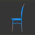 Stylish Blue Distressed Vintage Leisure Chair With Slatted Backrest And Brown Accents