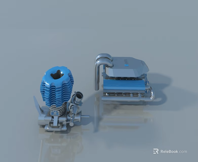 Sliding Door Mechanical Components Featuring Blue And Silver Hardware Parts 3d model