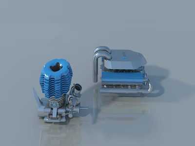 Sliding Door Mechanical Components Featuring Blue And Silver Hardware Parts 3d model