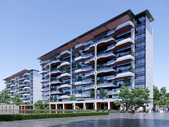 Multi-storey residence in modern residential area 3d model
