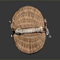 Adorable Small Animal In Heart Shaped Wicker Basket With Floral Lace Trim