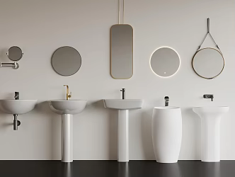 Column basin bathroom mirror mirror 3d model