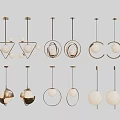 Modern Geometric Chandeliers With Spherical Ring Triangular And Circular Designs For Interior Decoration 3d model