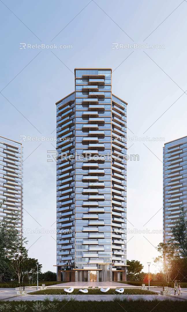 High-rise residential buildings in modern residential areas 3d model