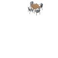 Modern Outdoor Table and Chair Set With Metal Frame Wooden Tabletop and White Cushions