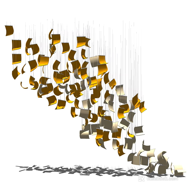 Elegant Modern Luxury Chandelier With Gold Silver Geometric Shapes Hanging Design 3d model 