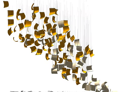 Elegant Modern Luxury Chandelier With Gold Silver Geometric Shapes Hanging Design 3d model