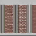 Perforated Red Brick Partition With Various Patterns And Gray Frames 3d model