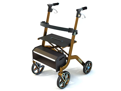 Sturdy Industrial Rollator Walker with Metal Frame Foldable Design Seat and Four Wheels 3d model