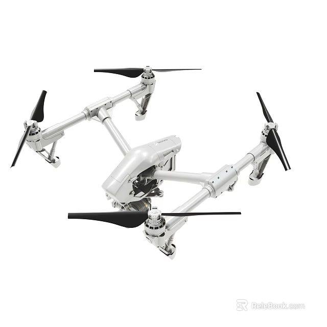 Modern White Drone Design With Four Propellers Foldable Arms And Camera 3d model 